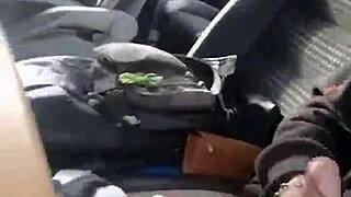 A handsome European guy indulges in sexy masturbation on a French train