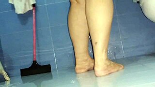 BBW Desi Indian Bhabhi Nude Bathing with Curvy Belly and Ass