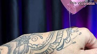 skinny latina brunette influencer testing body oils and products in asmr