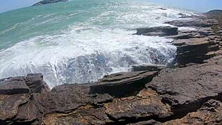 Teen Latina's Big Pussy Lips in Wild Beach Sex