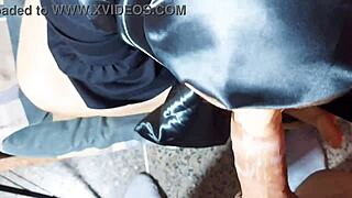 beautiful tattooed arab muslim woman with long hair sucks cock expertly, begging for more until facial