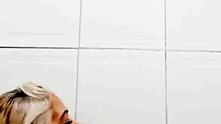 blonde milf plays with toys in bathroom solo 😈