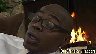 this amateur gets jizzed by stepdad in interracial blowjob.