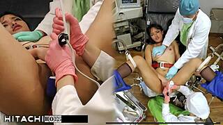 Nurse forces orgasms on human guinea pig with hitachi