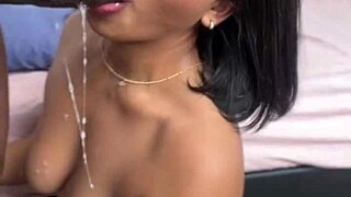 Hey, this cute slut swallows cumshot in cuckold sex with black guy 😏