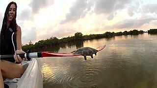 Flashing Huge Tits Boldly on Public Outdoor Boat Ride