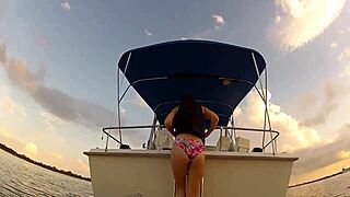 Flashing Huge Tits Boldly on Public Outdoor Boat Ride