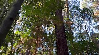 Does she get naked in the woods with big ass?