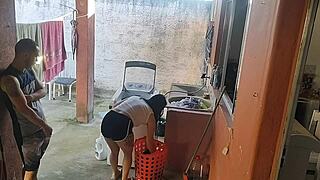 Damn, Wife’s Out and Maid Can’t Resist My Hard Cock!