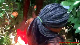 indian desi college girlfriend fucks outdoor in bush with lover