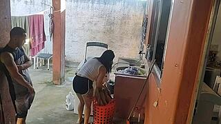 Damn, Wife’s Out and Maid Can’t Resist My Hard Cock!