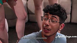 Serial panty sniffer indulges in rough muff diving and kinky orgy with bent over milfs.