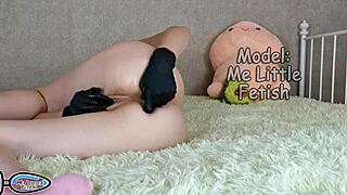 Stepsister Pisses In Latex Gloves, Plugs Ass, Masturbates Big Clit