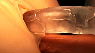 Double penetration action in a tight pink pussy