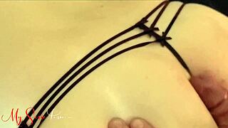 Hey, that milf wife giving an assjob in sexy panties looks so hot