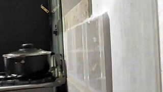 my step-nephew visits me early in the kitchen before work