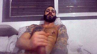 jerk till burst with pierced nipples and tattoos