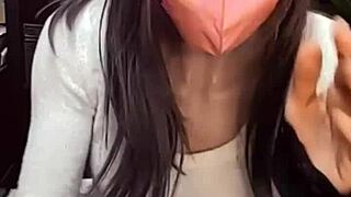 Masked Beauty in Crossdressing Masturbates While Streaming, Want to See?