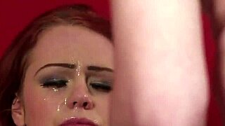 unusual stunner gets cumshot on her face while sucking all the sperm