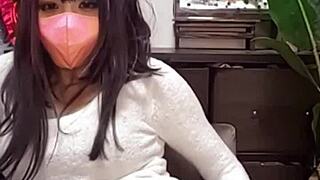 Masked Beauty in Crossdressing Masturbates While Streaming, Want to See?