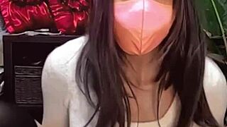 Masked Beauty in Crossdressing Masturbates While Streaming, Want to See?