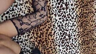 wife feels intense pleasure during anal fucking in lingerie and stockings