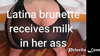 My latina brunette neighbor bent over in doggystyle gets cum on ass