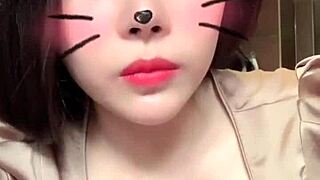 the white-skinned asian girl masturbates on bigo live, showing her big tits