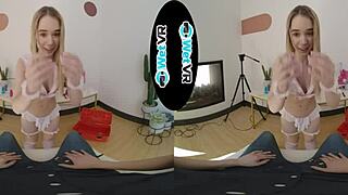 Blonde teen bent over in doggystyle as big cock destroys her pussy on camshow