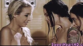 lesbian teen 18+s in locker room fingering and eating out each other