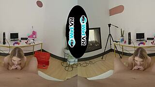 Blonde teen bent over in doggystyle as big cock destroys her pussy on camshow