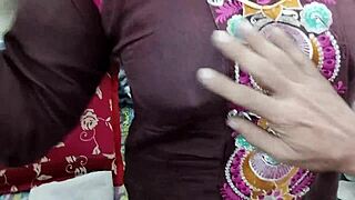 Bhabhi and step brother-in-law sneak in bareback anal sex, her fat ass taking his big cock in POV.