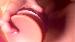 dragon dildo stretches blonde pussy to squirt