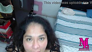 latina sucks padrastro dick cum on tits when mom away 😏