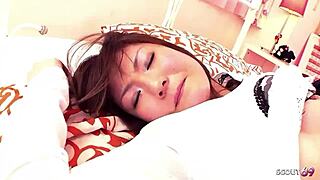 Petite Asian Teen Step-Sister Caught Masturbating, Seduces for First Blowjob