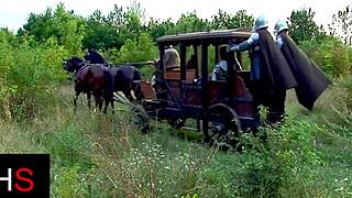 Fantastic outdoor double penetration with cum