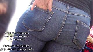 Check out this latina teen's big ass in tight jeans on the street