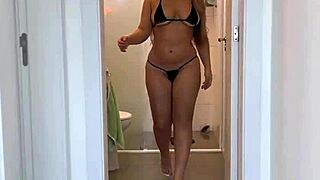 latina cousin in bikini wants pool bath 😏