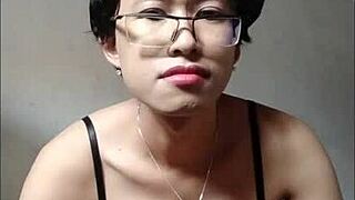 big tit asian shemale masturbates with cumshot solo.