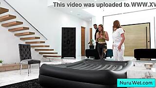 Two Natural Masseuses Share Wet Nuru Session.