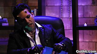 These crazy goth sluts shared a giant dick in a wild foursome.