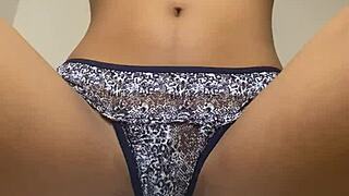 tight horny latina masturbates solo