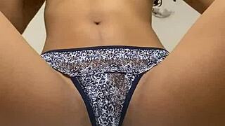 tight horny latina masturbates solo