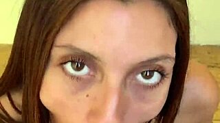 pov blowjob cum in mouth with cute teen latina spreading natural tits