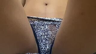 tight horny latina masturbates solo