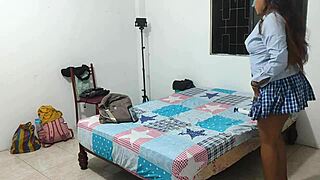 damn, she's only 18, student and whore in uniform!