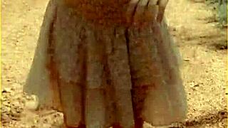 Wifey switches shirts outdoors and flashes her perky tits without any hesitation