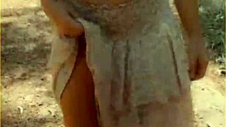 Wifey switches shirts outdoors and flashes her perky tits without any hesitation