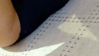 Japanese wife with short hair spreads legs in bedroom showing soaking wet pussy under underwear