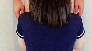 asian amateur in police cosplay gets creampie in tight shaved pussy